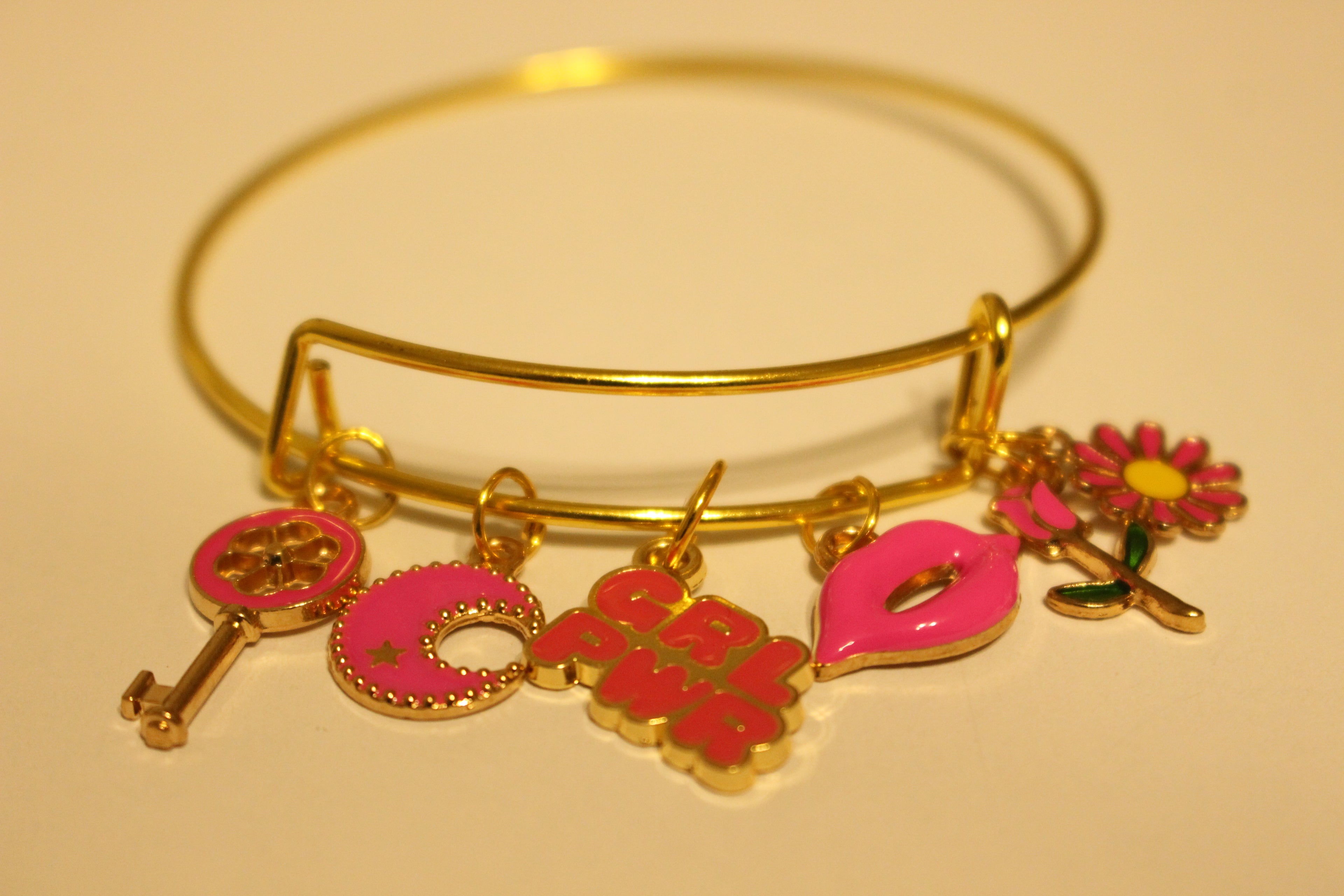 charm bracelet pink girl power